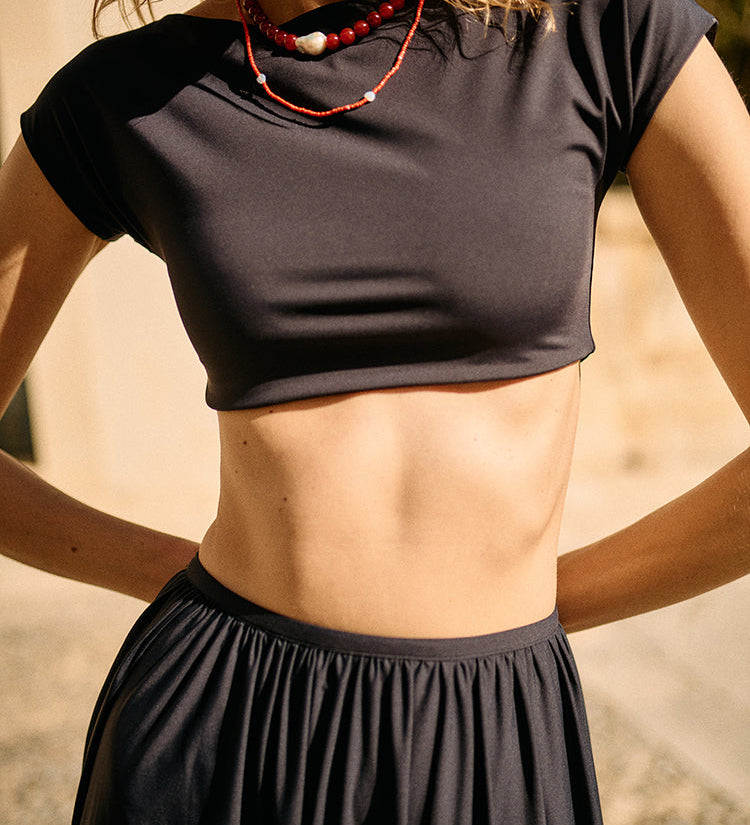 Ciao Lucia - Razza Black Jersey Crop Top