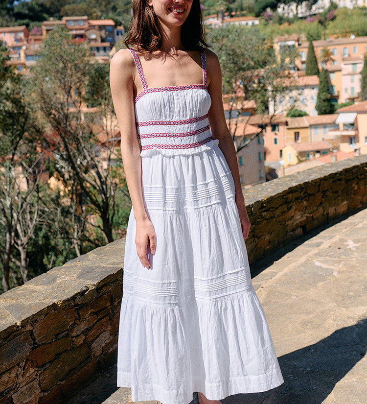Ciao Lucia - Carolyne Floral Embroidered White Voile Dress