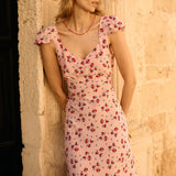 Ciao Lucia - Aurora Geranium Print Silk Midi Dress