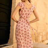 Ciao Lucia - Aurora Geranium Print Silk Midi Dress