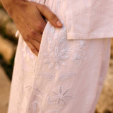 Ciao Lucia - Ermanno White Embroidered Linen Pant