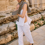 Ciao Lucia - Ermanno White Embroidered Linen Pant