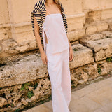 Ciao Lucia - Ermanno White Embroidered Linen Pant