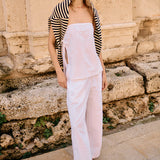 Ciao Lucia - Sebastian White Embroidered Linen Top