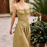 Ciao Lucia - Russo Khaki Washed Cotton Poplin Dress