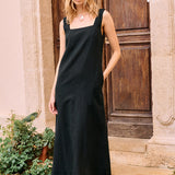 Ciao Lucia - Salone Black Linen Maxi Dress