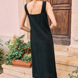 Ciao Lucia - Salone Black Linen Maxi Dress