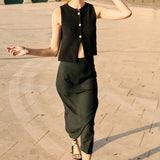 Ciao Lucia - Borgia Black Linen Skirt
