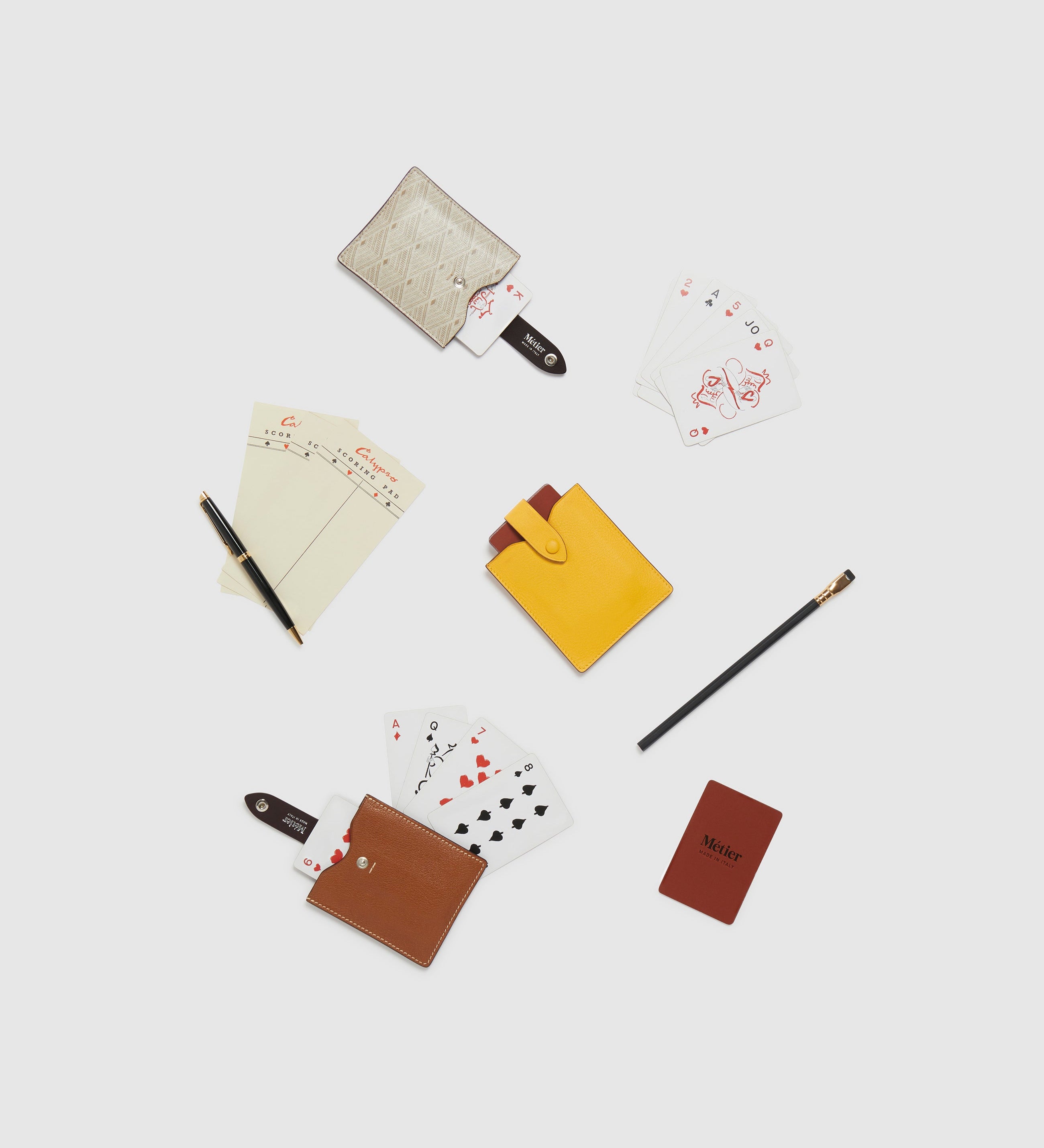 Metier - Playing Cards and Deck of Cards Case Set Smooth Calfskin Pollen