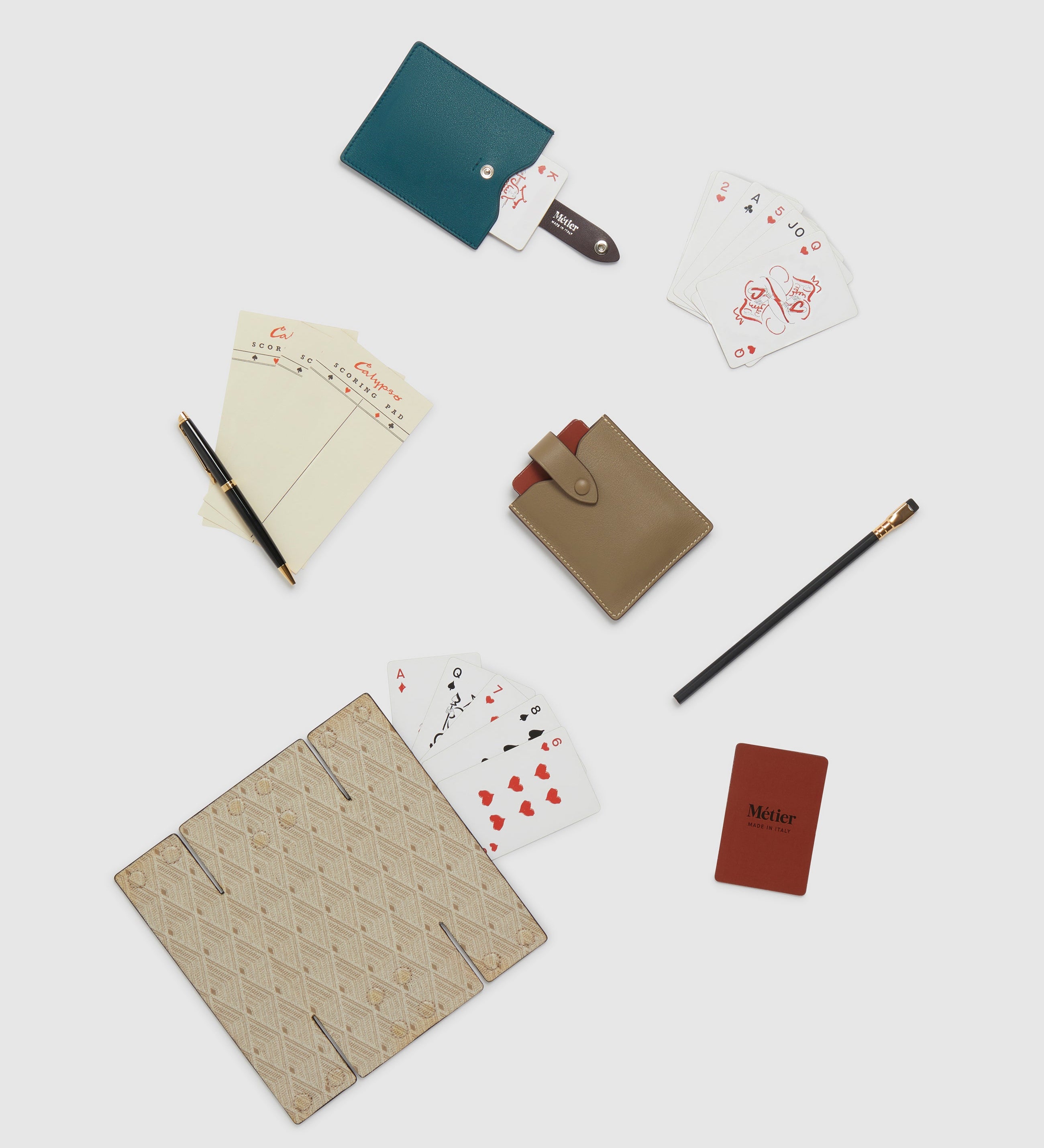Metier - Playing Cards and Deck of Cards Case Set Smooth Calfskin Lost At Sea