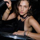 Dorsey - 14K YELLOW GOLD BAGUETTE LAB DIAMOND BLUE TIGER'S EYE NECKLACE