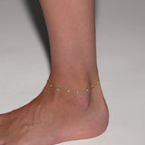 Dorsey - CLEMENCE, NANO TURQUOISE AND MOISSANITE ANKLET, GOLD