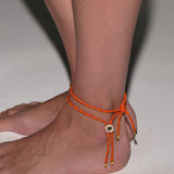 Dorsey - PARACORD ORANGE TIE ANKLET, GOLD