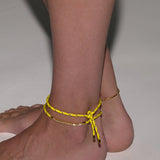 Dorsey - PARACORD JAUNE TIE ANKLET, SILVER