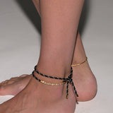 Dorsey - PARACORD NOIR ET BLANC TIE ANKLET, GOLD