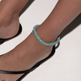 Dorsey - CLEMENCE, NANO TURQUOISE AND MOISSANITE ANKLET, GOLD