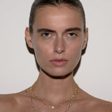 Dorsey - DOUBLE WRAP GRADUATED CLEMENCE NECKLACE, LAB WHITE SAPPHIRE, GOLD