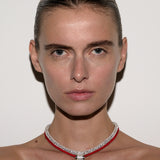Dorsey - YVES LAB WHITE SAPPHIRE PARACORD NECKLACE, ROUGE AND SILVER