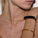 Dorsey - CLEMENCE, NANO TURQUOISE AND LAB DIAMOND 5 STONE STRAND BRACELET, GOLD