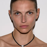 Dorsey - YVES LAB WHITE SAPPHIRE PARACORD NECKLACE, NOIR AND SILVER