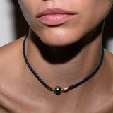 Dorsey - 14K YELLOW GOLD SINGLE PEARL CHOKER, BLEU