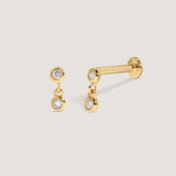 Kinn - Double Diamond Dangle Piercing Earring