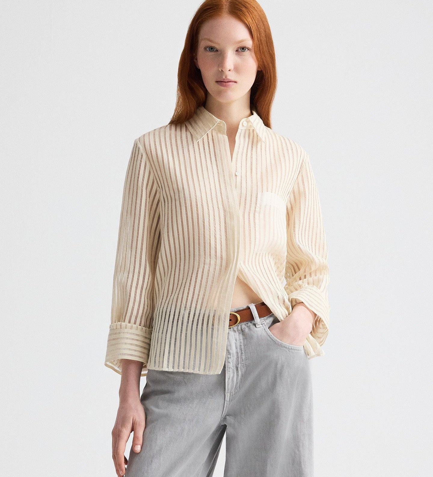 TWP - Boyfriend Shirt in Ribbon On Organza