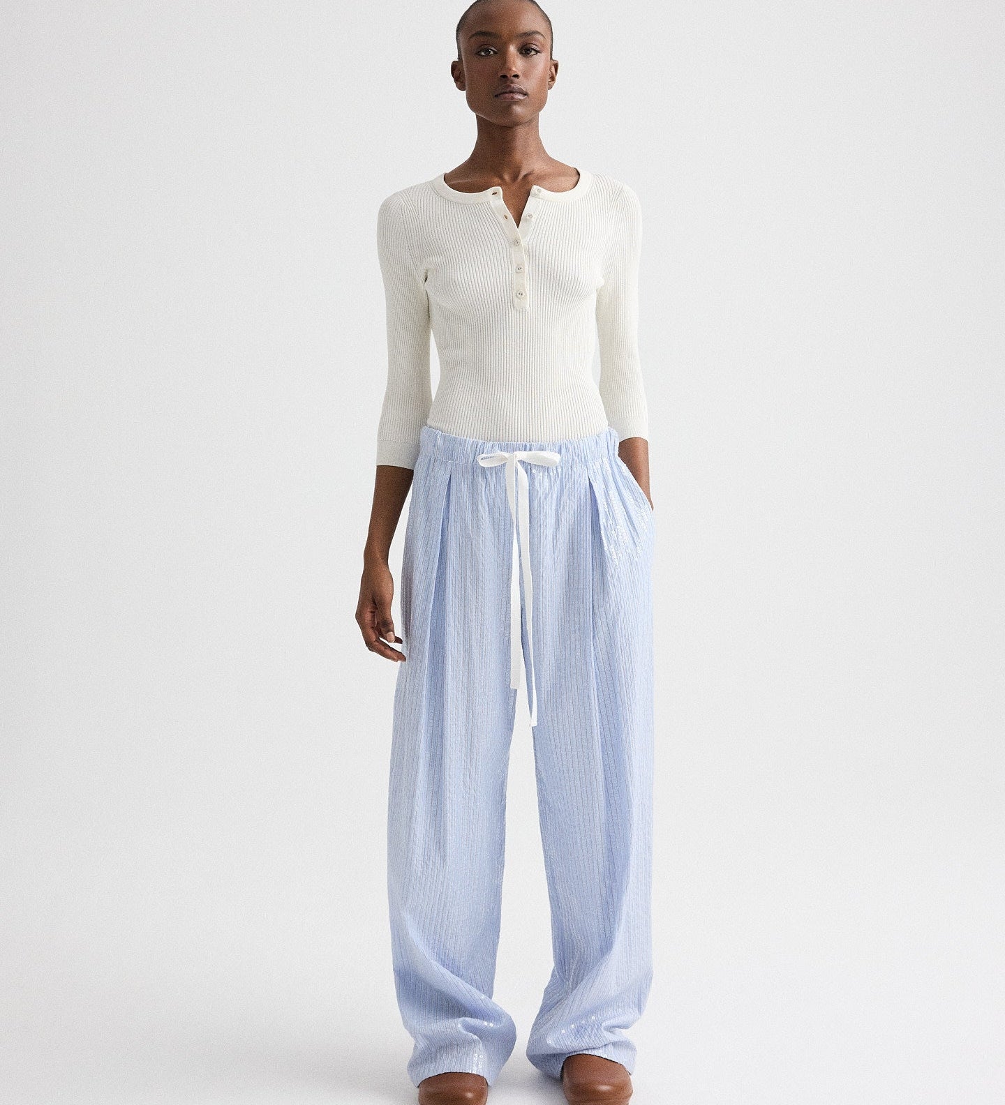 TWP - PJ Pant in Micro Triple Stripe