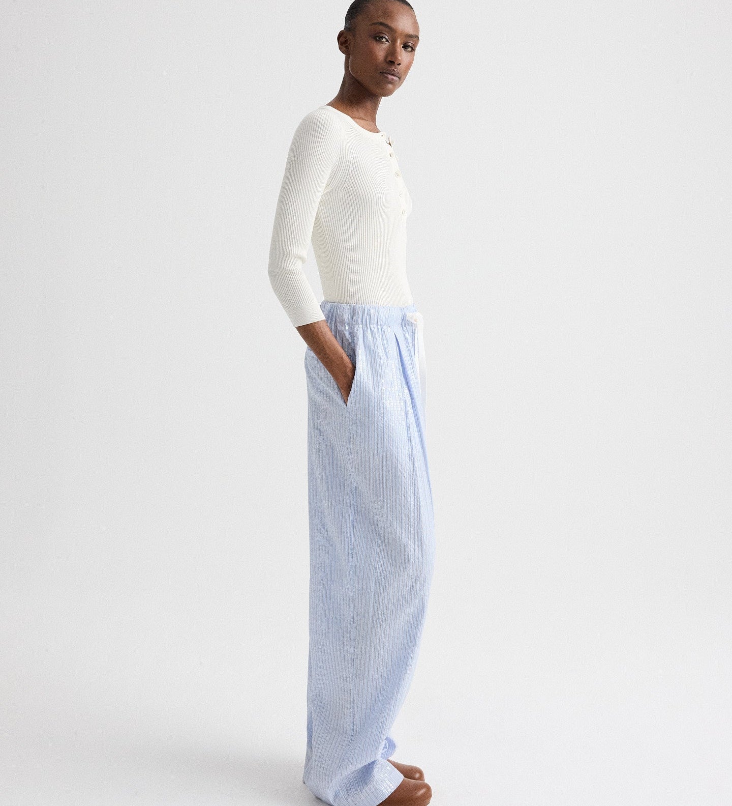 TWP - PJ Pant in Micro Triple Stripe