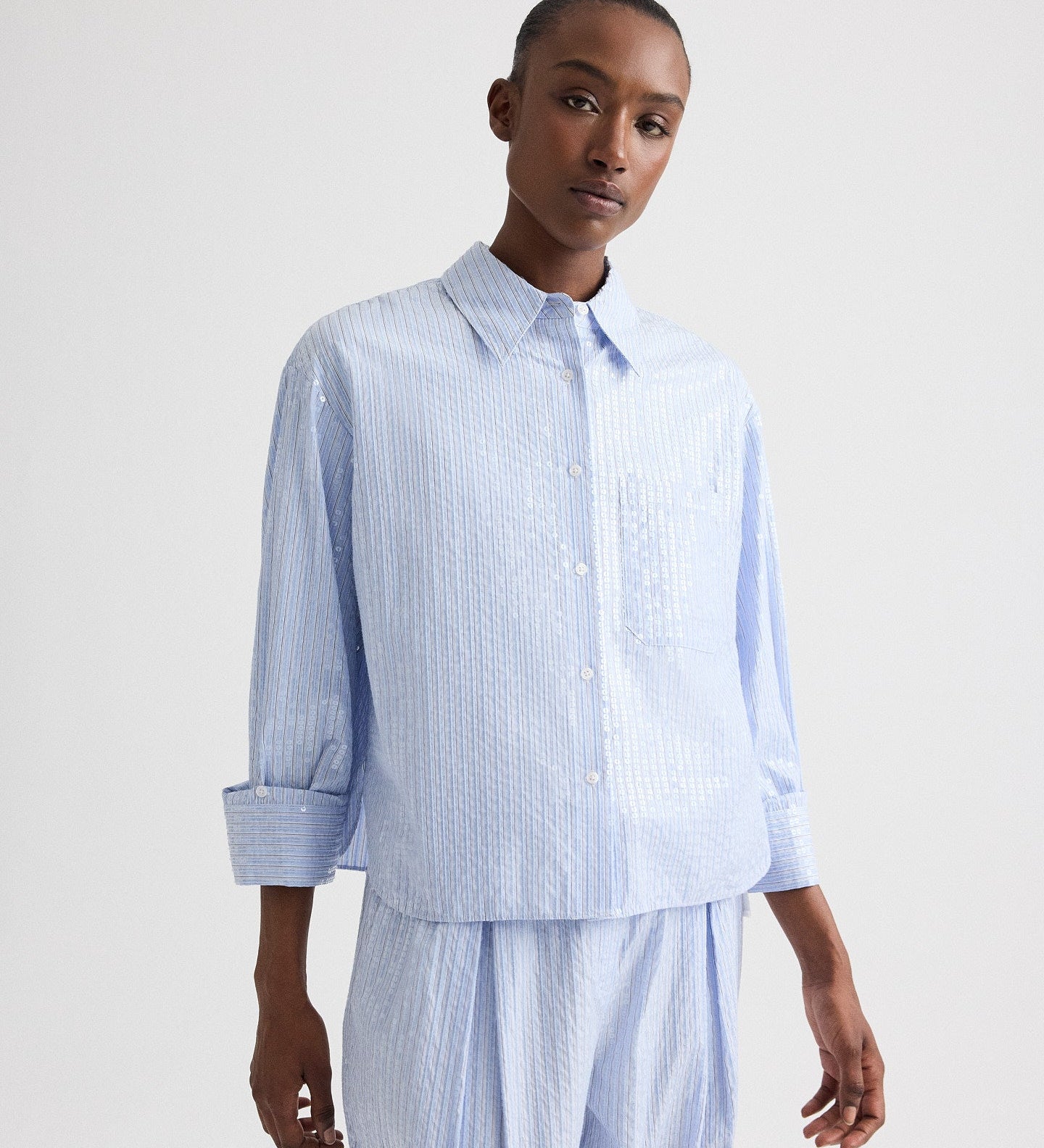 TWP - J.D. Shirt in Micro Triple Stripe