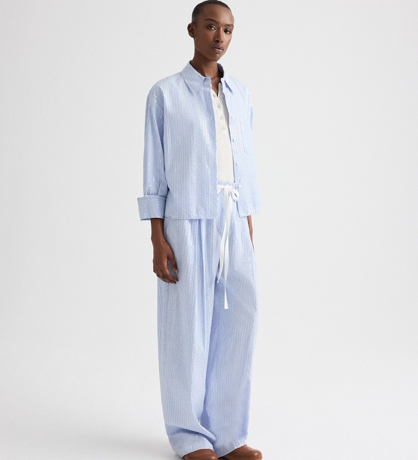 TWP - J.D. Shirt in Micro Triple Stripe