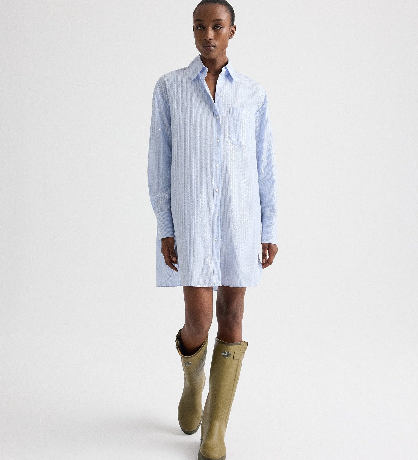 TWP - Big Joe Shirt Dress in Micro Triple Stripe