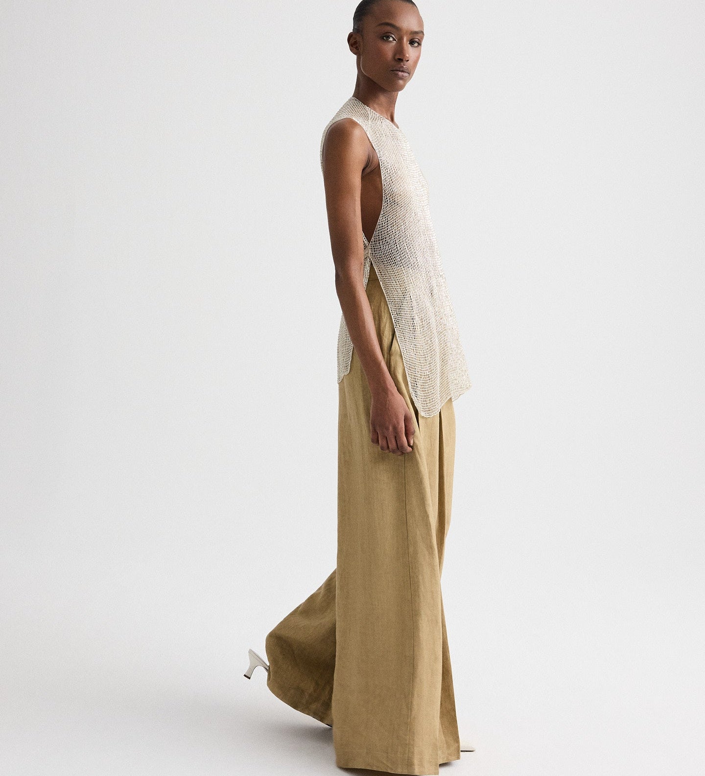 TWP - Beaded Apron Tunic in Bugle Bead Netting