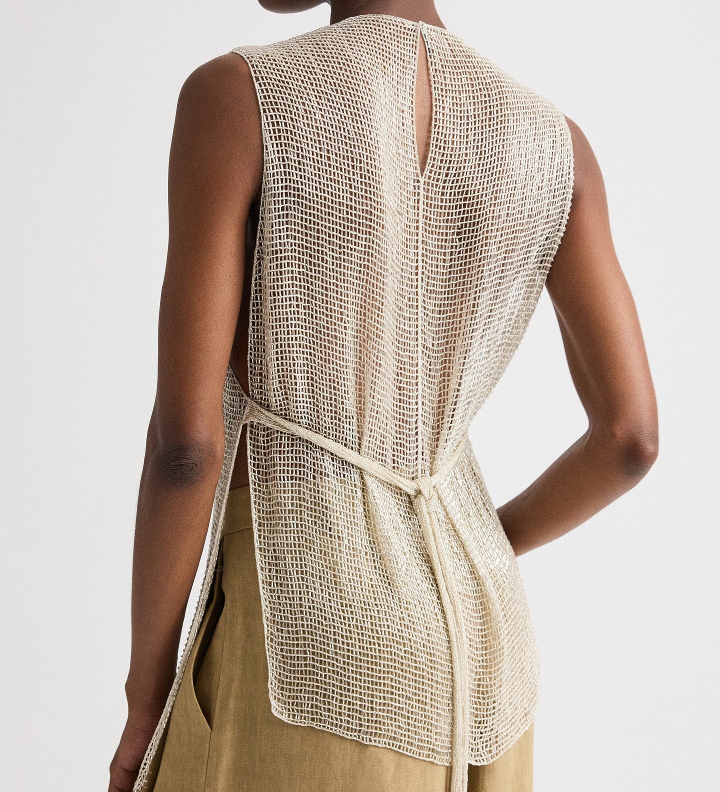 TWP - Beaded Apron Tunic in Bugle Bead Netting
