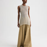 TWP - Beaded Apron Tunic in Bugle Bead Netting