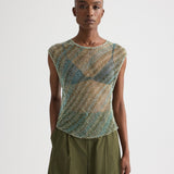 TWP - Oversized Muscle Tank in Bugle And Bead Net Fringe