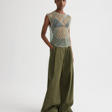 TWP - Oversized Muscle Tank in Bugle And Bead Net Fringe