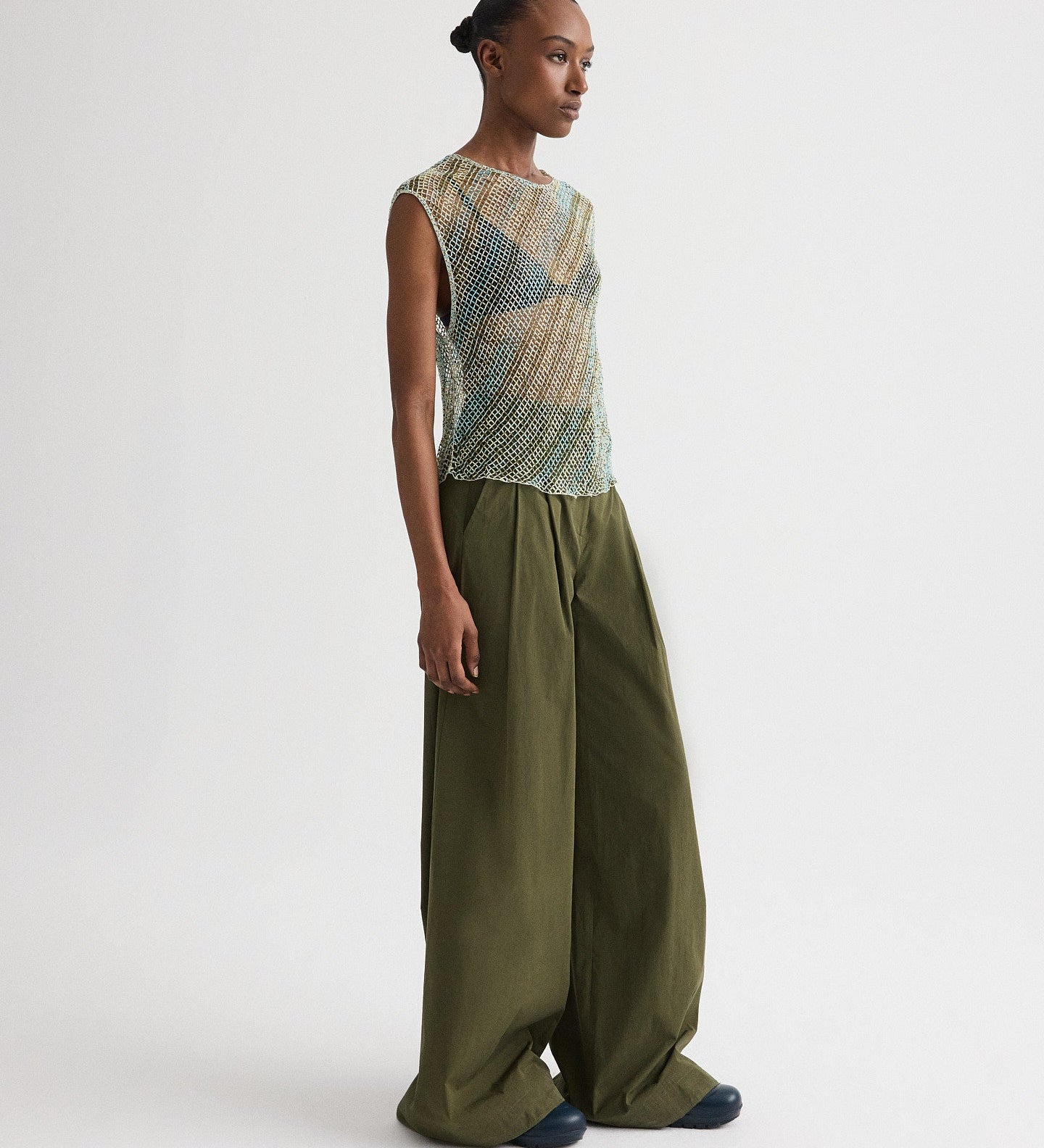 TWP - Oversized Muscle Tank in Bugle And Bead Net Fringe