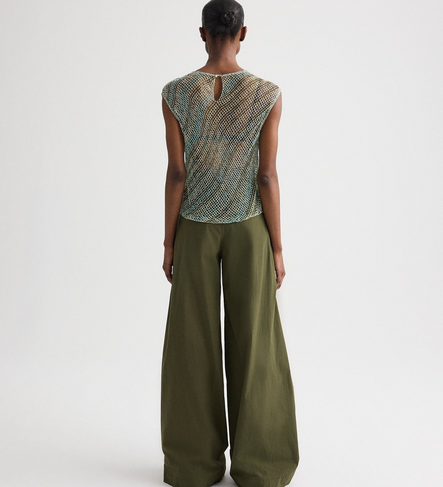 TWP - Oversized Muscle Tank in Bugle And Bead Net Fringe