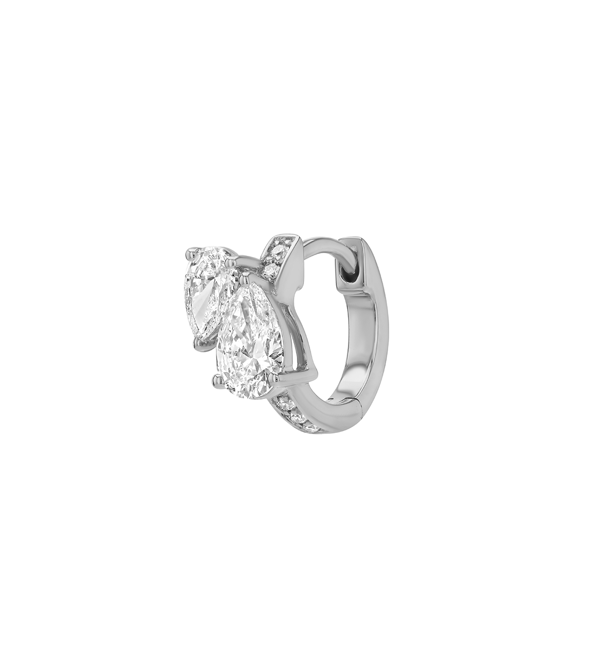 Dorsey - 14K DOUBLE PEAR - CUT HUGGIE EARRING IN LAB DIAMOND, 14K WHITE GOLD
