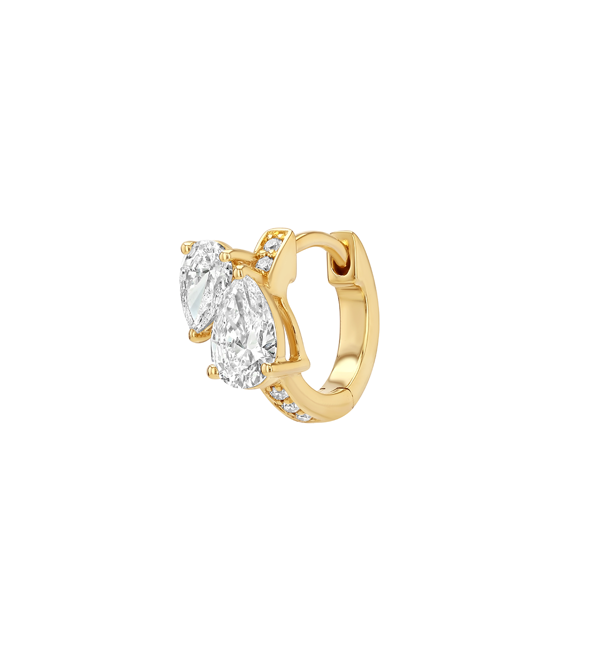 Dorsey - 14K DOUBLE PEAR - CUT HUGGIE EARRING IN LAB DIAMOND, 14K YELLOW GOLD