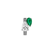 Dorsey - 14K DOUBLE PEAR-CUT HUGGIE EARRING IN LAB DIAMOND AND PETITE LAB EMERALD