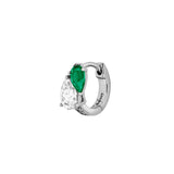 Dorsey - 14K DOUBLE PEAR-CUT HUGGIE EARRING IN LAB DIAMOND AND PETITE LAB EMERALD