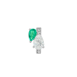 Dorsey - 14K DOUBLE PEAR - CUT HUGGIE EARRING IN LAB DIAMOND AND PETITE LAB EMERALD, 14K WHITE GOLD