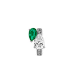 Dorsey - 14K DOUBLE PEAR-CUT HUGGIE EARRING IN LAB DIAMOND AND PETITE LAB EMERALD