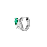 Dorsey - 14K DOUBLE PEAR-CUT HUGGIE EARRING IN LAB DIAMOND AND PETITE LAB EMERALD