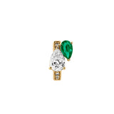Dorsey - 14K DOUBLE PEAR-CUT HUGGIE EARRING IN LAB DIAMOND AND PETITE LAB EMERALD