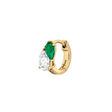 Dorsey - 14K DOUBLE PEAR-CUT HUGGIE EARRING IN LAB DIAMOND AND PETITE LAB EMERALD