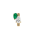 Dorsey - 14K DOUBLE PEAR-CUT HUGGIE EARRING IN LAB DIAMOND AND PETITE LAB EMERALD