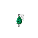 Dorsey - 14K DOUBLE PEAR-CUT HUGGIE EARRING IN LAB EMERALD AND PETITE LAB DIAMOND
